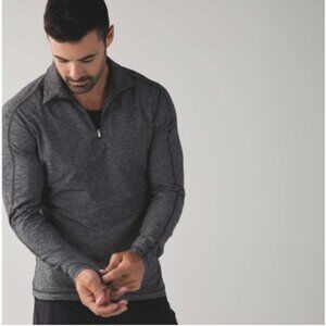 Lululemon Mens Surge Warm 1/2 Zip Heathered Black M